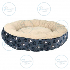 Лежак Trixie Tammy для собак, с наполнителем из флиса, плюш, с лапками, 50 см (синий/бежевый)