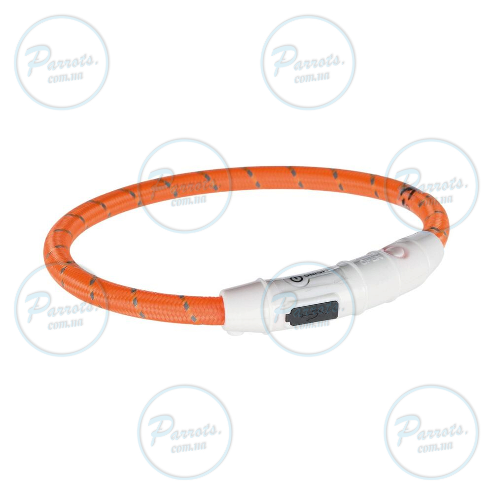 Нашийник Trixie Flash для собак, з підсвічуванням та USB, M-L: 45 cм/7 мм, помаранчевий