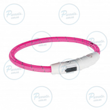 Ошейник Trixie Flash для собак, с подсветкой и USB, L-XL: 65 см/7 мм, розовый
