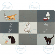 Коврик Trixie Patchwork под миски для кошек, пластиковый, 44х28 см (серый)
