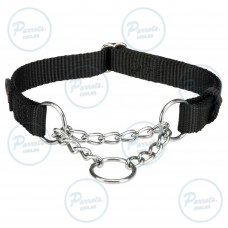 Ошейник Trixie Premium для собак, с металлической цепочкой, L-XL: 45-70 см/25 мм, черный