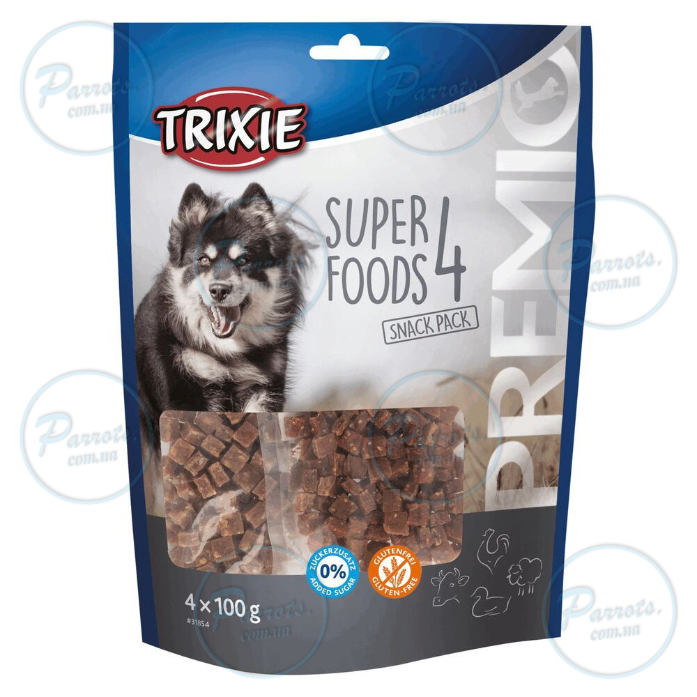 Ласощі Trixie Premio 4 Meat Superfoods для собак з куркою качкою яловичиною та бараниною 4х100 г