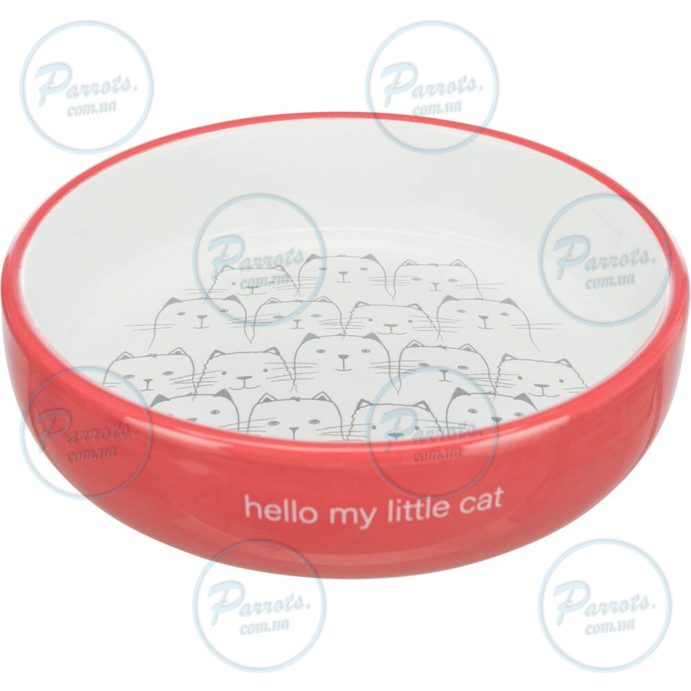 Миска Trixie для котів коротконосих порід, керамічна, 15 см, 300 мл (коралова/біла)