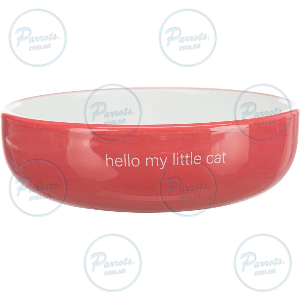 Миска Trixie для котів коротконосих порід, керамічна, 15 см, 300 мл (коралова/біла)
