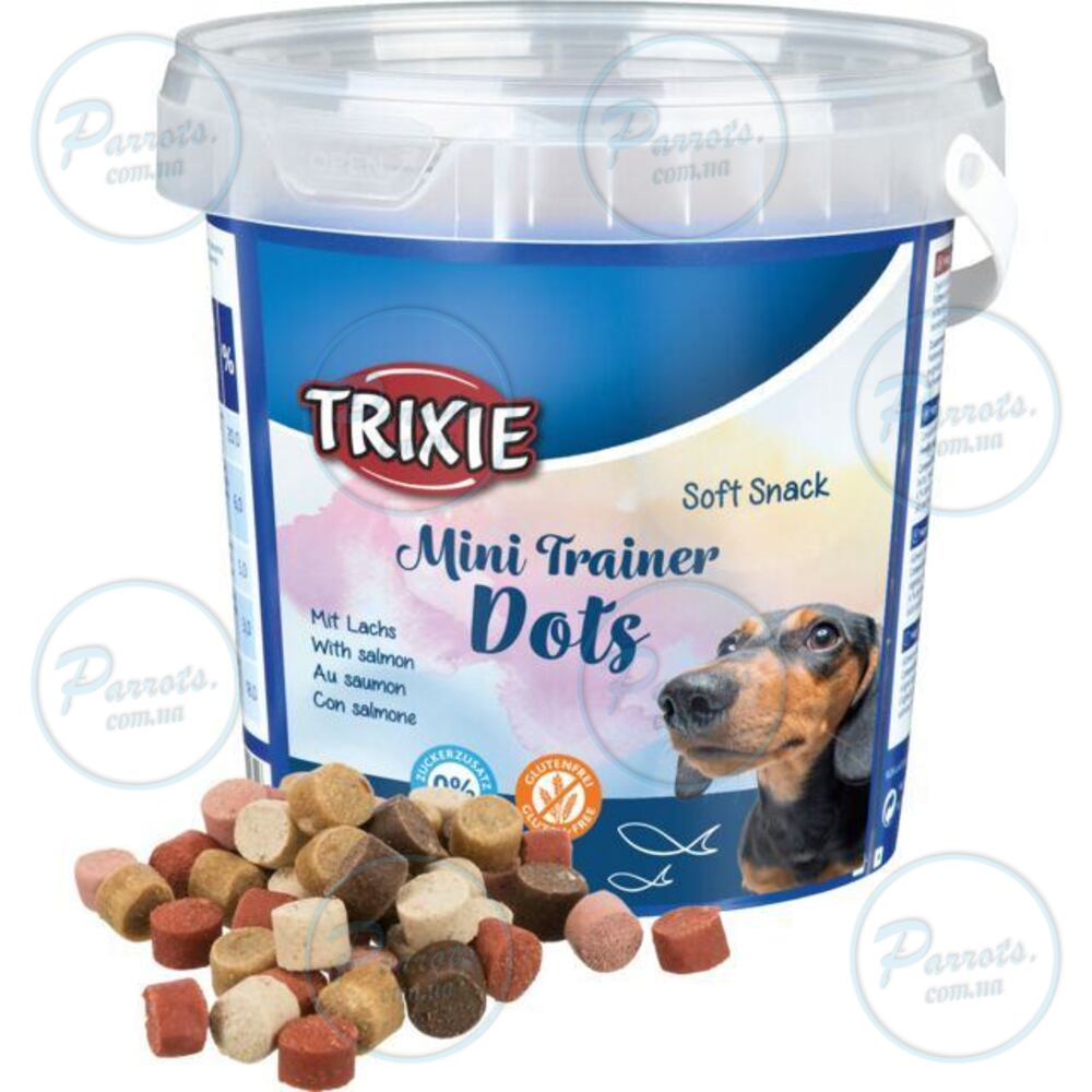 Ласощі Trixie Soft Snack Mini Trainer Dots для собак з лососем відро пластик 500 г