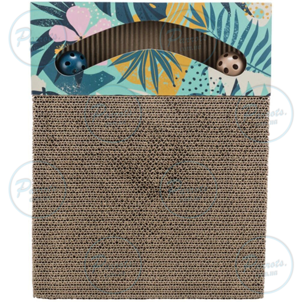 Дряпка Trixie з двома кульками та котячою м'ятою, картон, 38×5×30 см (різнокольрова)