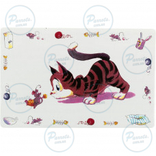 Килимок Trixie Comic Cat під миски для котів, пластиковий, 44х28 см