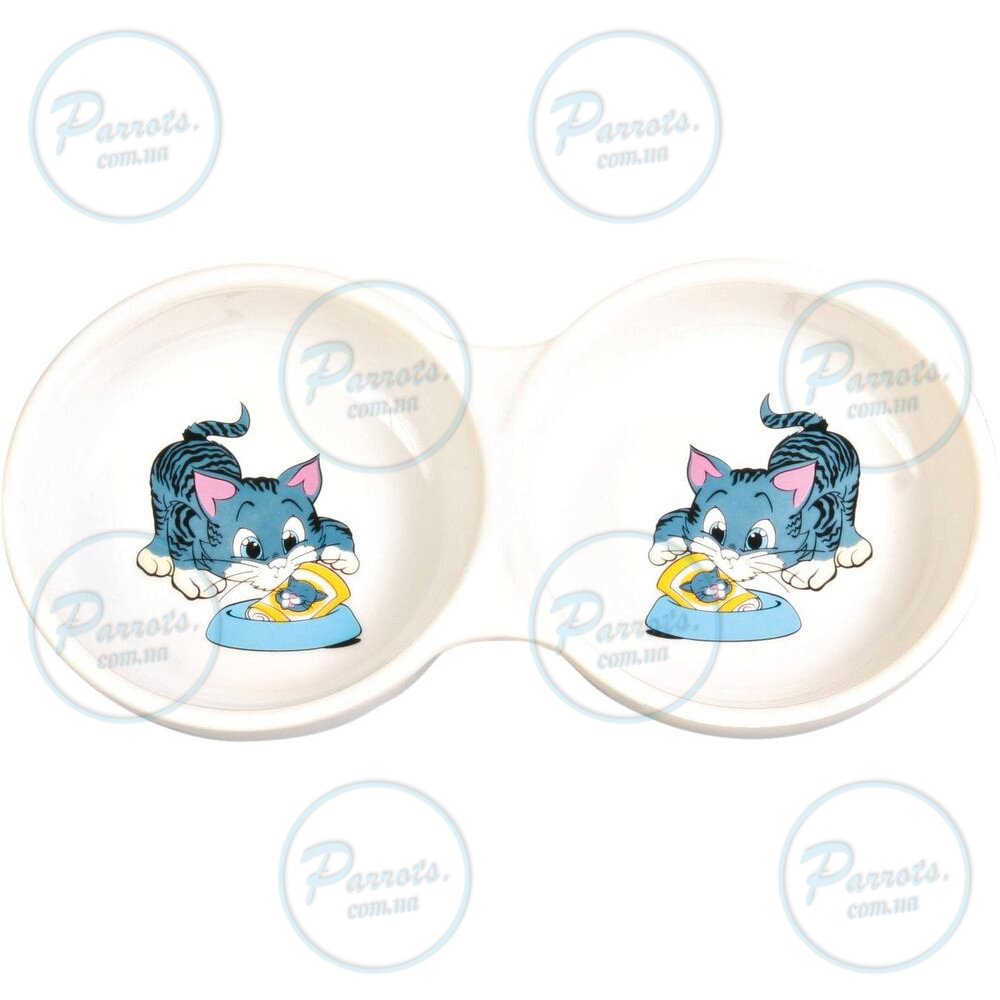 Миска Trixie для котів, подвійна, керамічна, 11 см, 150 мл
