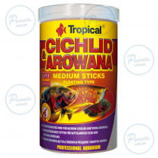 Сухий корм Tropical Cichlid & Arowana Medium Sticks для м'ясоїдних цихлід, 360 г (палички)