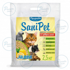 Гігієнічний наповнювач Природа Sani Pet «Лимон» для котів, деревинний, 2,5 кг