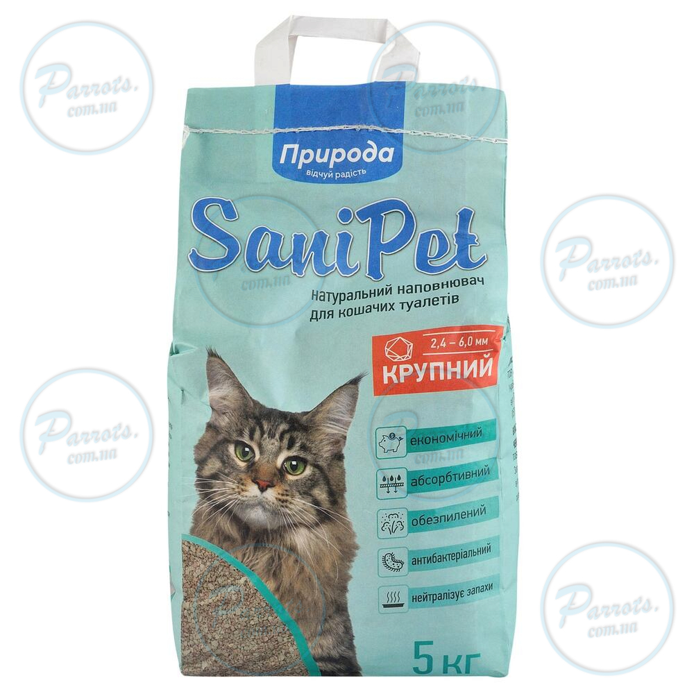 Наповнювач для котячого туалету Природа Sani Pet бентонітовий, велика гранула, 5 кг
