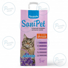 Наполнитель для кошачьего туалета Природа Sani Pet бентонитовый, крупная гранула, с лавандой 5 кг