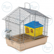 Клітка Природа Джунгарик для джунгарських хом яків та мишей з будинком хром/бежева 30x20x24 см