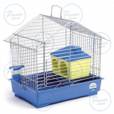 Клітка Природа «Джунгарик» для джунгарських хом’яків і мишей, з будиночком, 30x20x24 см (хром/блакитна)