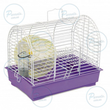Клітка Природа «Фаворит» для джунгарських хом’яків і мишей, з колесом 30x20x24 см (біла/фіолетова)