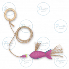 Іграшка-вудка Природа «Рибка на магніті» для котів, рожева, 9х15 см