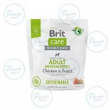 Сухий корм Brit Care Dog Sustainable Adult Medium Breed для собак середніх порід, з куркою та комахами, 1 кг