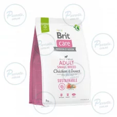 Сухий корм Brit Care Dog Sustainable Adult Small Breed для собак малих порід, з куркою та комахами, 3 кг