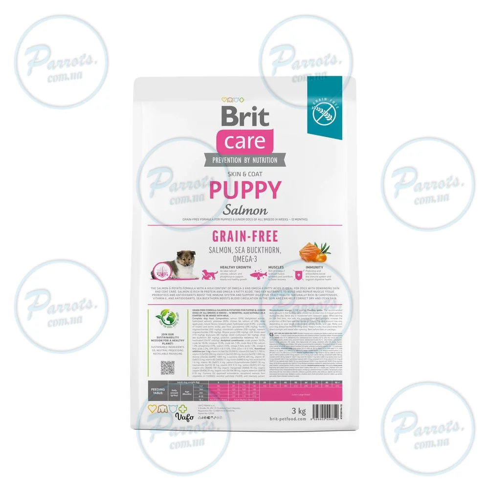 Сухой корм Brit Care Dog Grain-free Puppy для щенков, беззерновой с лососем, 3 кг