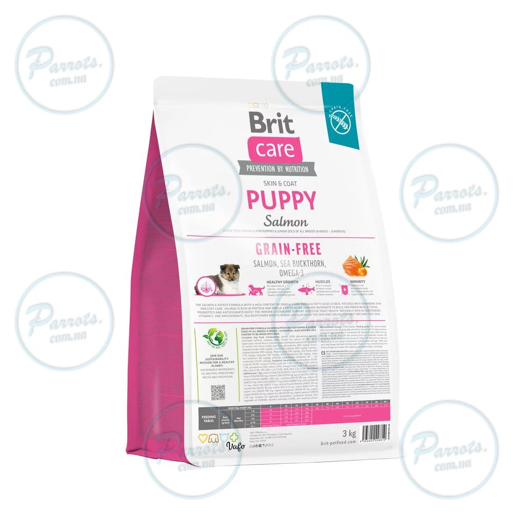 Сухой корм Brit Care Dog Grain-free Puppy для щенков, беззерновой с лососем, 3 кг