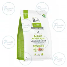 Сухий корм Brit Care Dog Sustainable Adult Medium Breed для собак середніх порід, з куркою та комахами, 3 кг