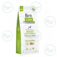 Сухий корм Brit Care Dog Sustainable Adult Medium Breed для собак середніх порід, з куркою та комахами, 12 кг