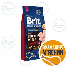 Сухой корм Brit Premium Dog Senior L+XL для стареющих собак больших пород, с курицей, 15 кг