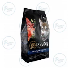 Сухой корм Savory для юниоров больших пород, со свежей индейкой и курицей, 3 кг