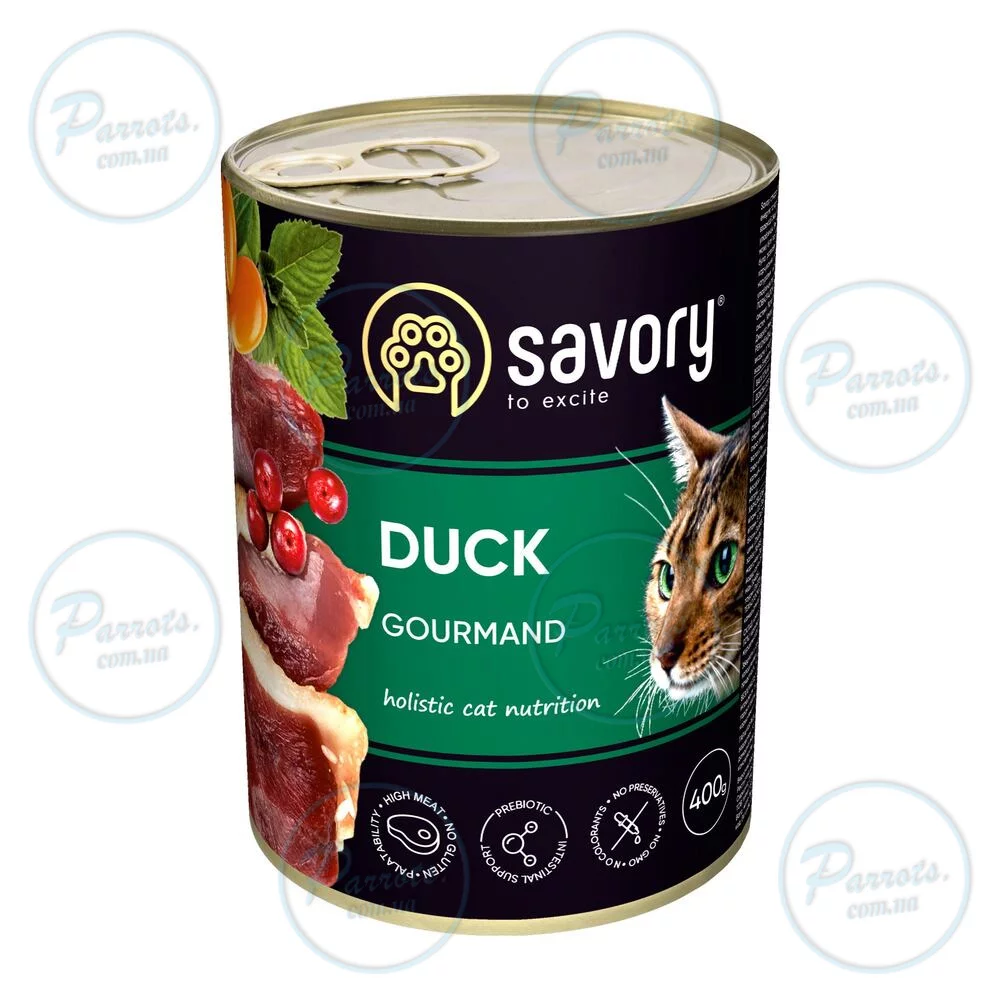 Вологий корм Savory для дорослих вибагливих котів, з качкою, 400 г